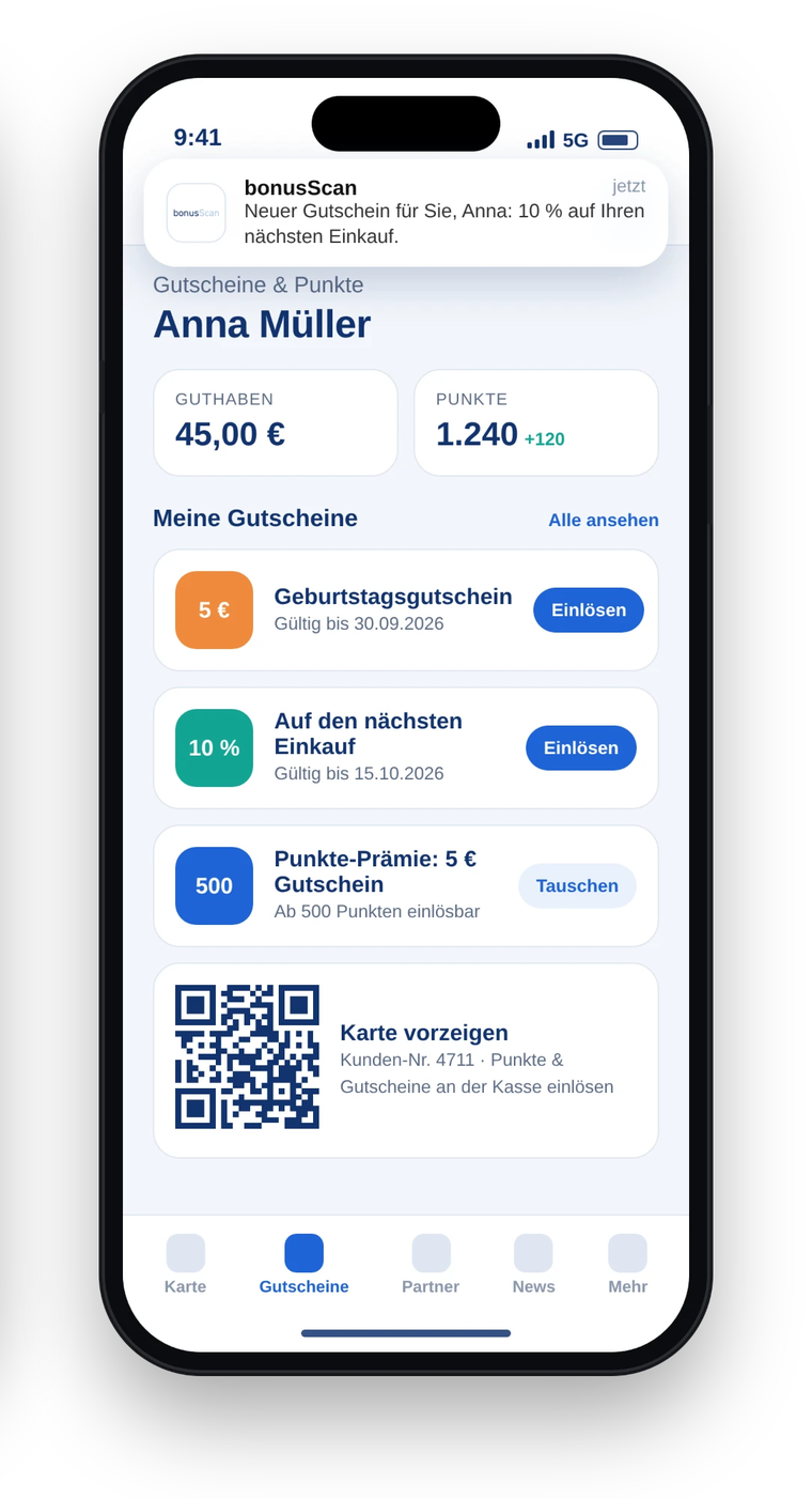 bonusScan App: Gutscheine, Punkte und Karte von Anna Müller